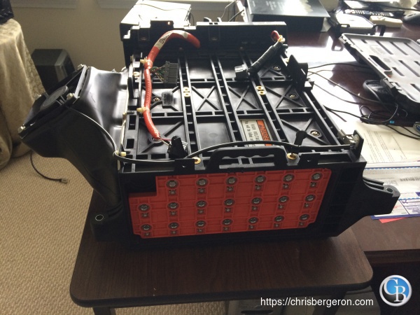 The mIMA battery pack ready to be disassembled