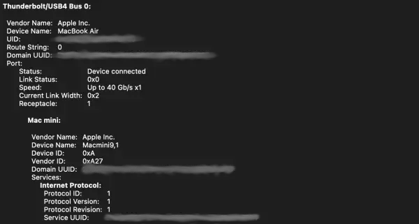 Screenshot of 40 Gbps link between two Mac computers 40 Gbps link between two Macs