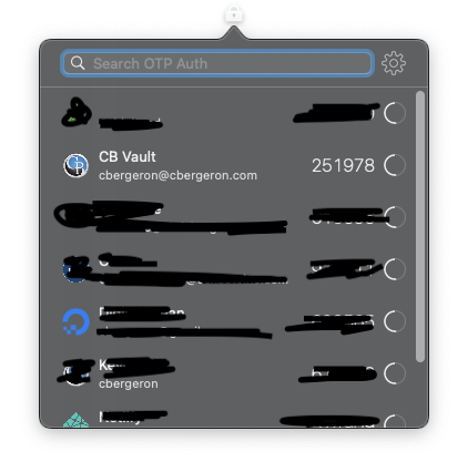 OTP Auth in menubar