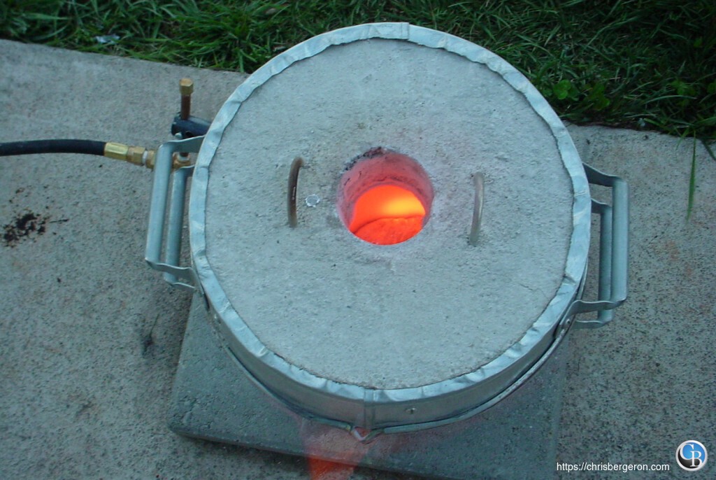 The furnace melting the aluminum