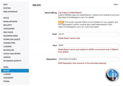 NZBget Elasticsearch Extension